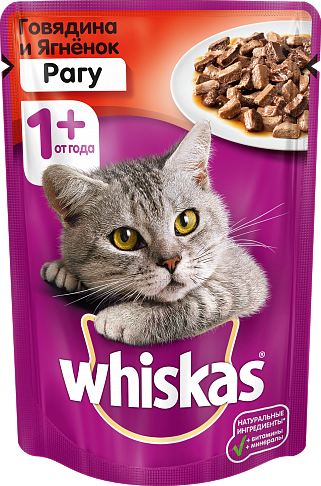 Whiskas Пауч для взрослых кошек Рагу говядина и ягненок 0,085 кг