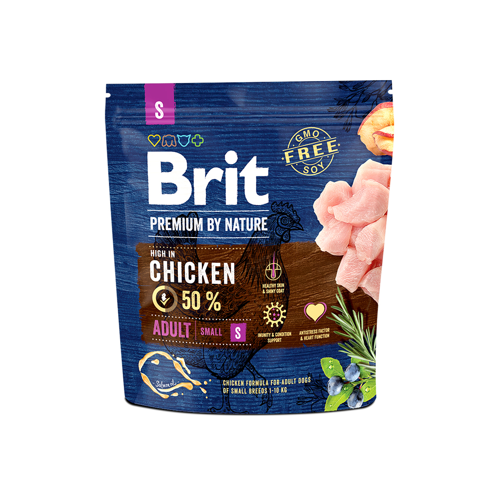 Brit Premium Adult S Сухой корм для мелких собак с курицей 1 кг