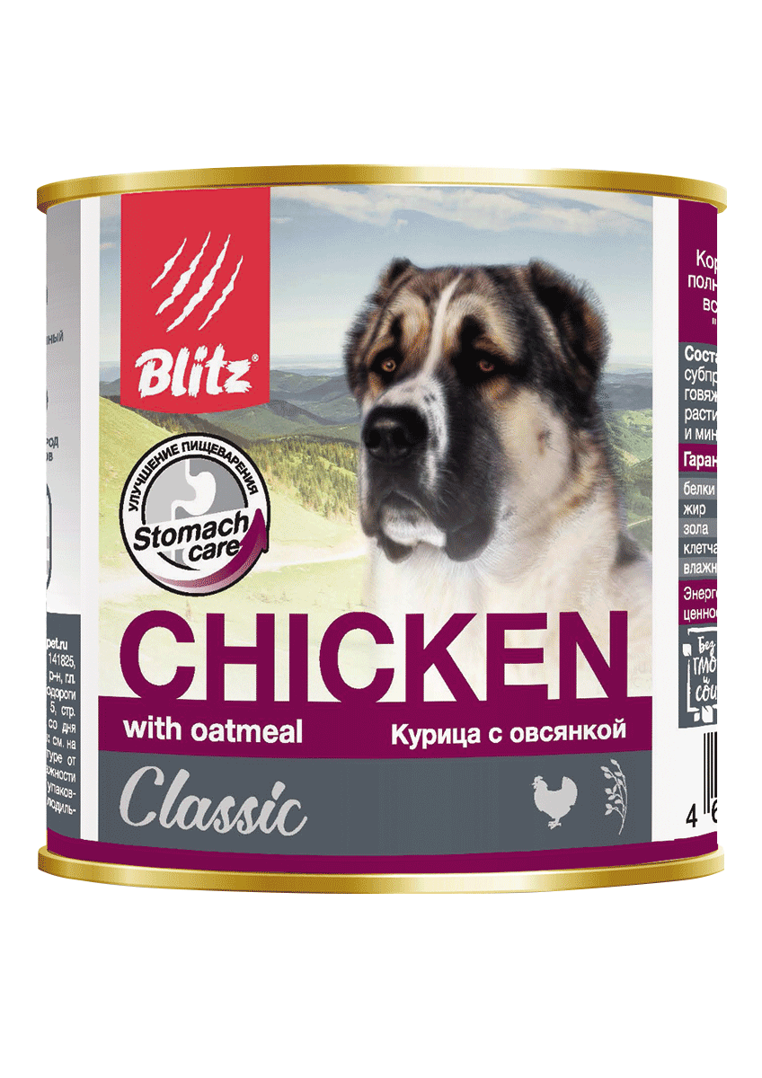 Blitz Classic Консервы для собак курица с овсянкой 0,75 кг