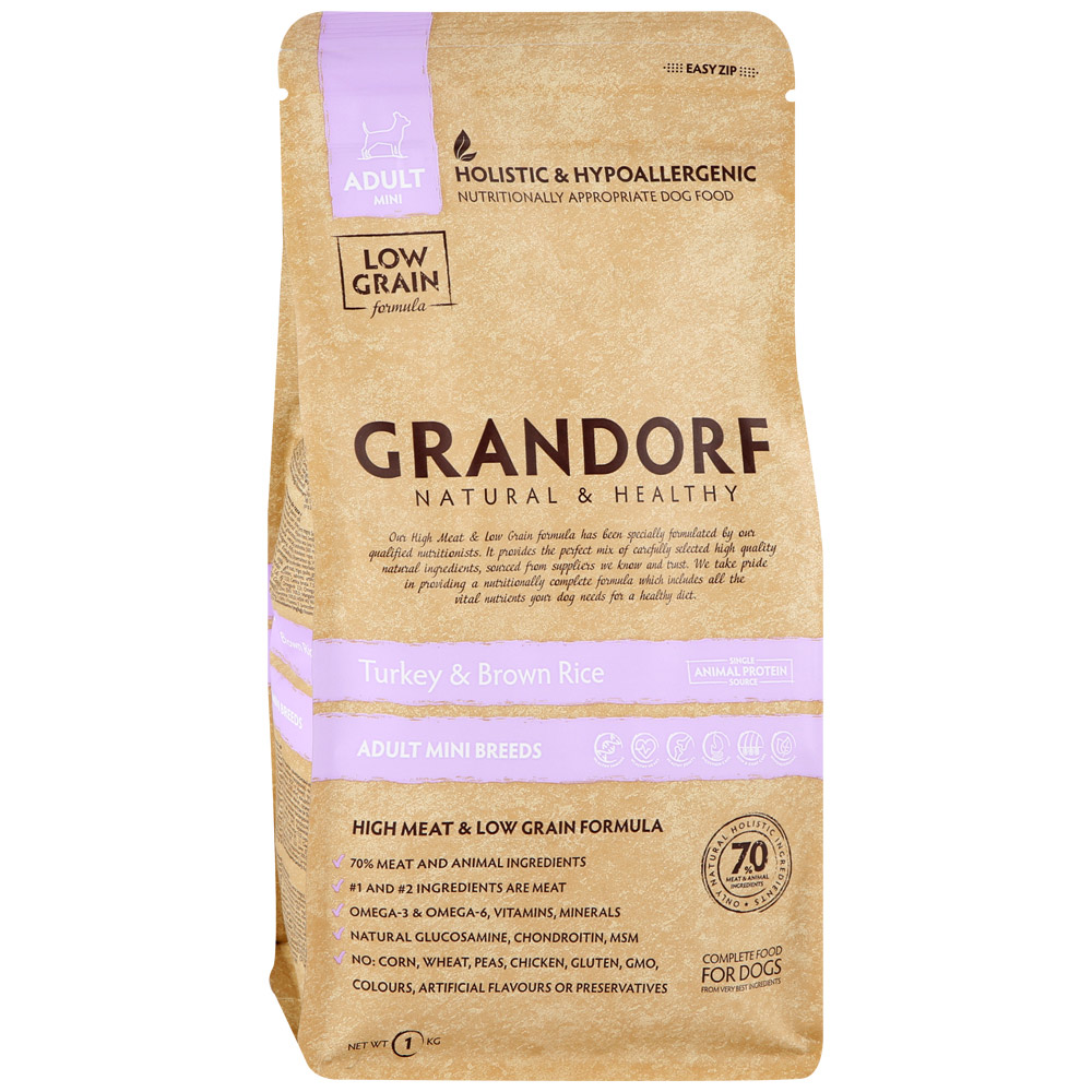 Grandorf Adult Mini Breeds Сухой корм для собак с индейкой и бурым рисом 1 кг