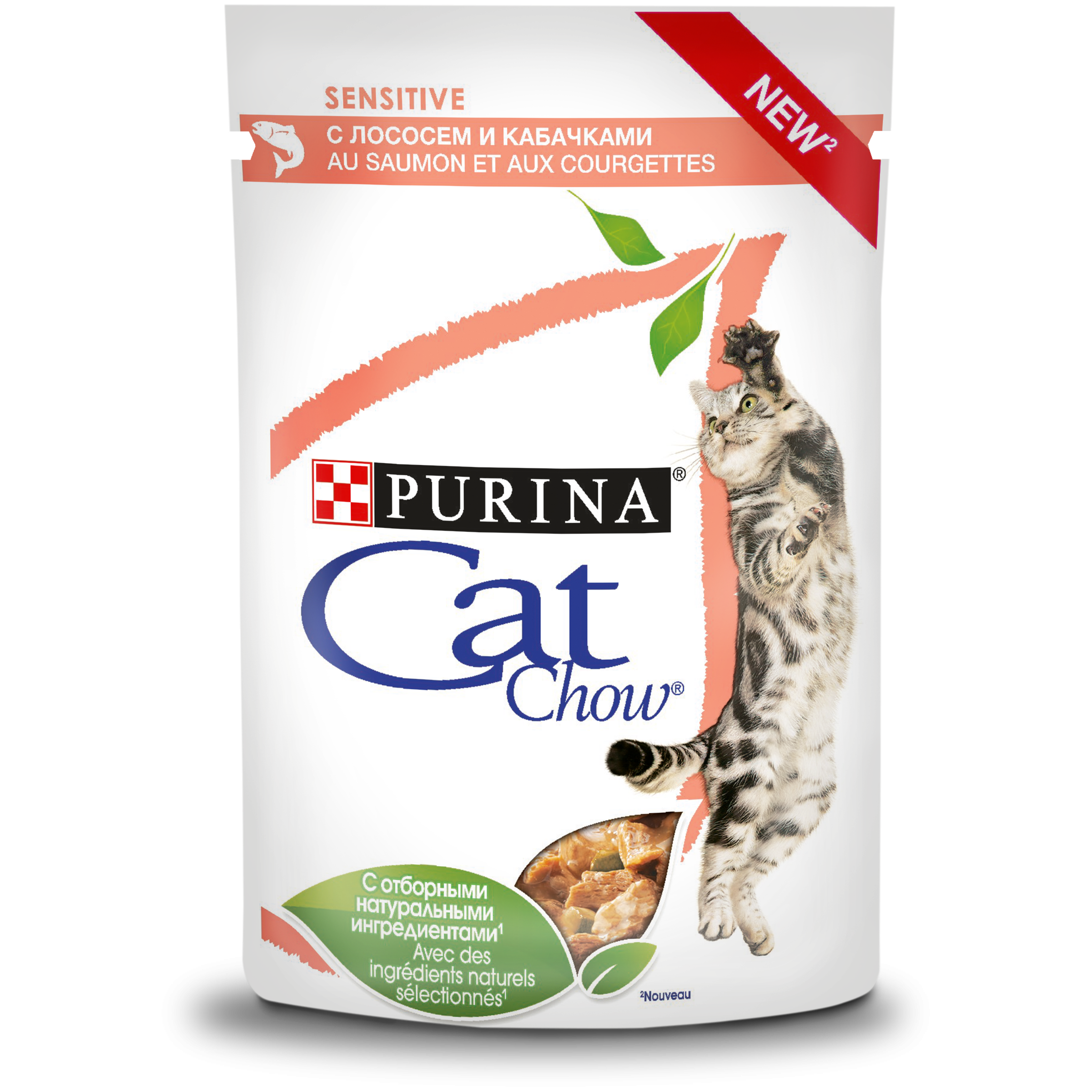 Purina Cat Chow Sensitive Пауч для кошек с лососем и кабачками 0,085 кг