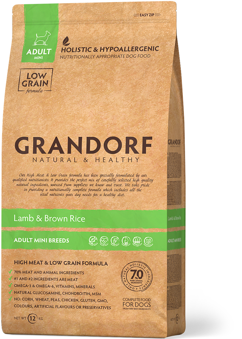 Grandorf Adult Mini Gluten Free Сухой корм для мелких пород собак с ягненком и индейкой 3 кг