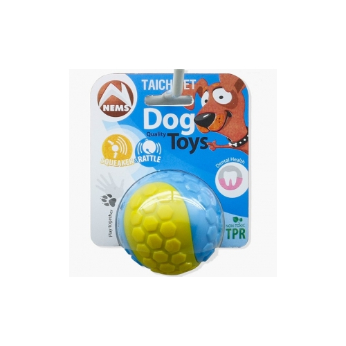 Nems Игрушка для собак Мяч резиновый двухцветный с пищалкой и погремушкой 6,5см