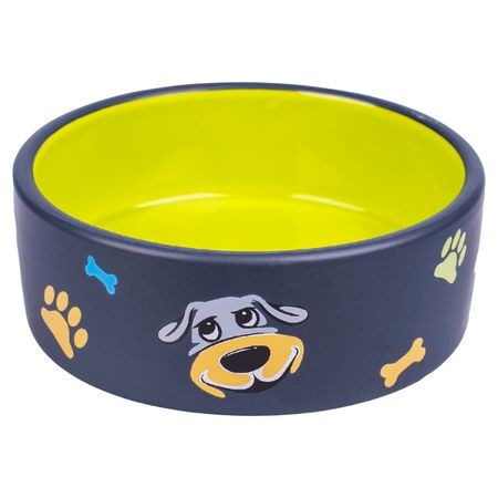 Керамик Арт Миска керамическая для собак Чёрная с желтым 420 мл
