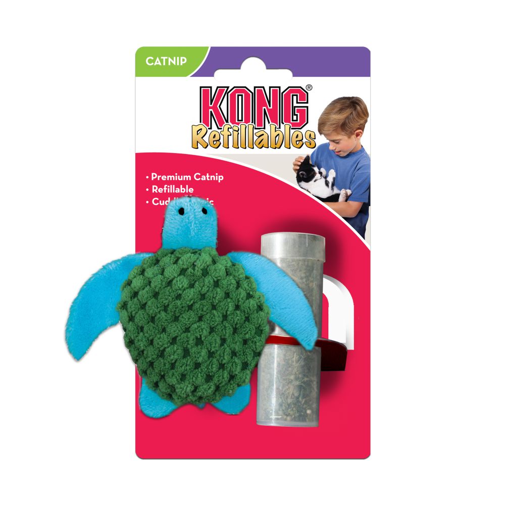 Kong Refillables Игрушка для кошек Черепашка с тубом кошачьей мяты 7 см