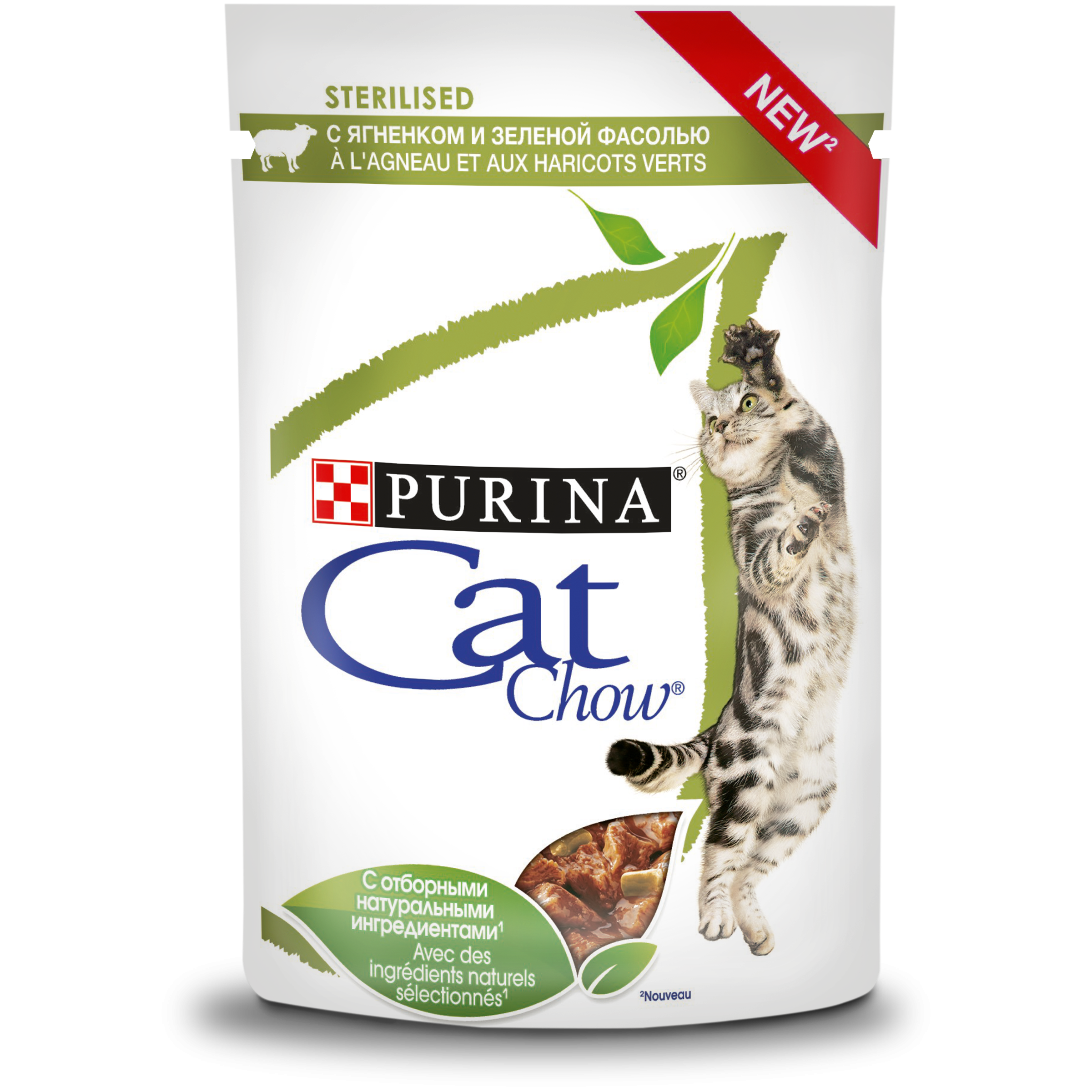 Purina Cat Chow Sterilised Пауч для кошек с ягненком и зеленой фасолью 0,085 кг