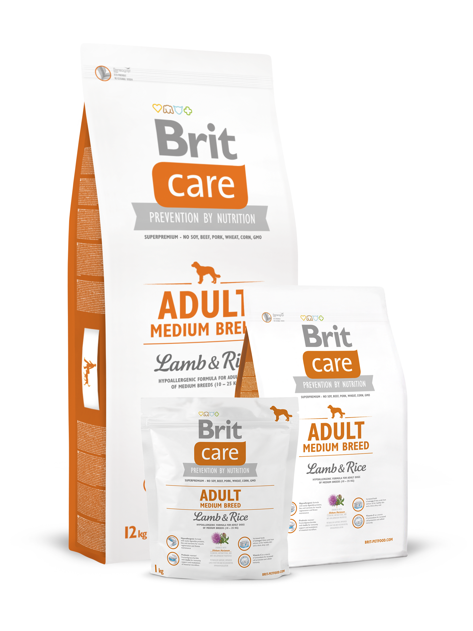 Brit Care Adult Medium Breed Сухой корм для собак с ягненком и рисом 1 кг
