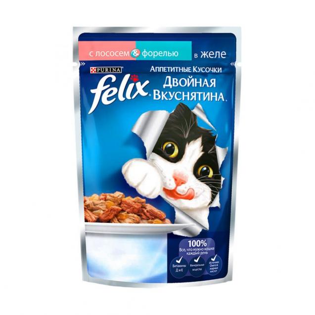Purina Felix Пауч для кошек с лососем и форелью в желе