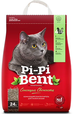 Pi-Pi-Bent Сенсация свежести Комкующийся наполнитель для туалета кошек 24 л