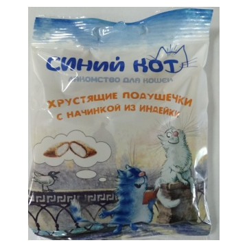 TiTBiT Синий Кот Хрустящие подушечки для кошек с начинкой из индейки 0,030 кг