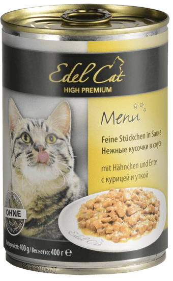Edel Cat Menu Нежные кусочки в соусе с курицей и уткой консервы для кошек 0,4 кг