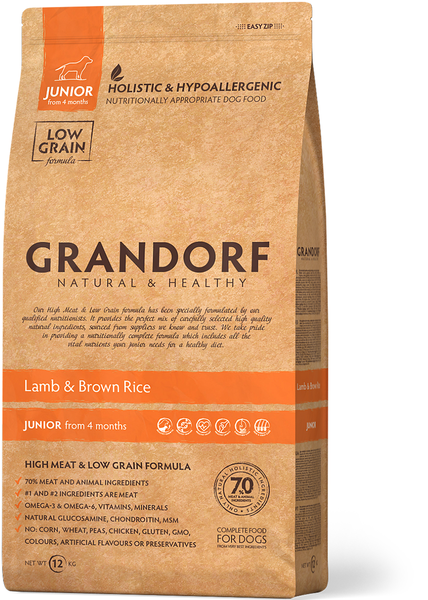 Grandorf Junior from 4 months сухой корм для собак с ягненком и бурым рисом 3 кг