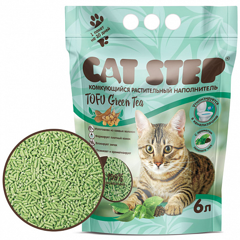 Cat Stap Tofu Green Tea Наполнитель комкующийся растительный 6л