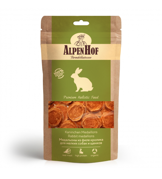 AlpenHof Медальоны из филе кролика для мелких собак и щенков 50 г