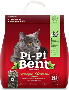 Pi-Pi Bent Сенсация свежести Комкующийся наполнитель для кошек  12л