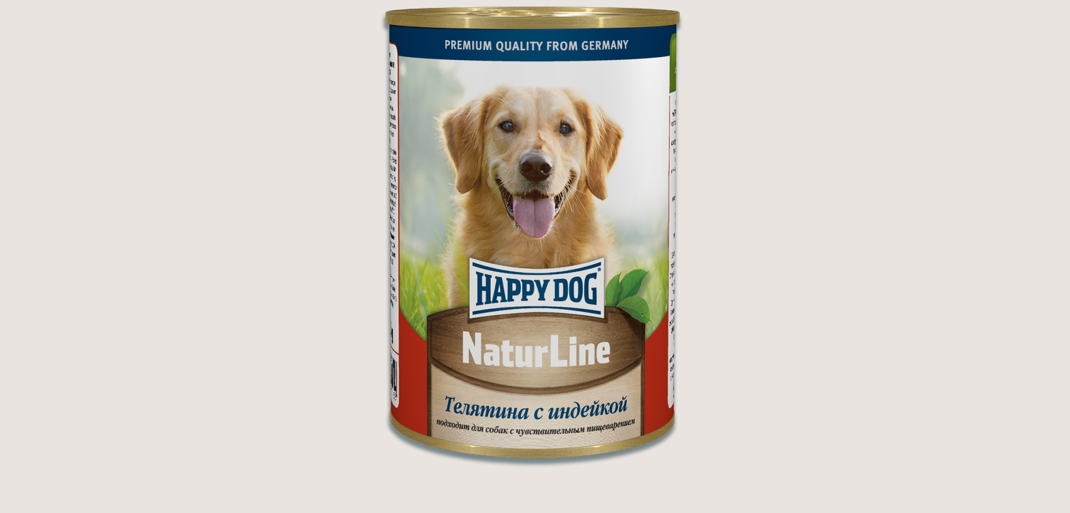 Happy Dog Natur Line Консервы для собак телятина с индейкой 0,4 кг