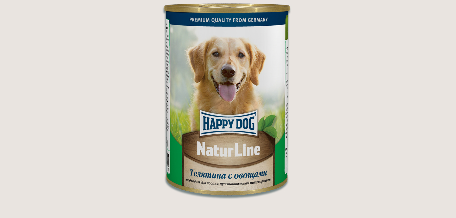 Happy Dog Natur Line Консервы для собак телятина с овощами 0,4 кг