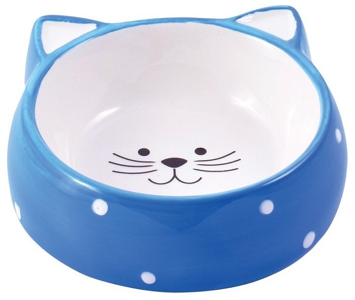 КерамикАрт Миска керамическая для кошек Мордочка кошки голубая 0,25 л