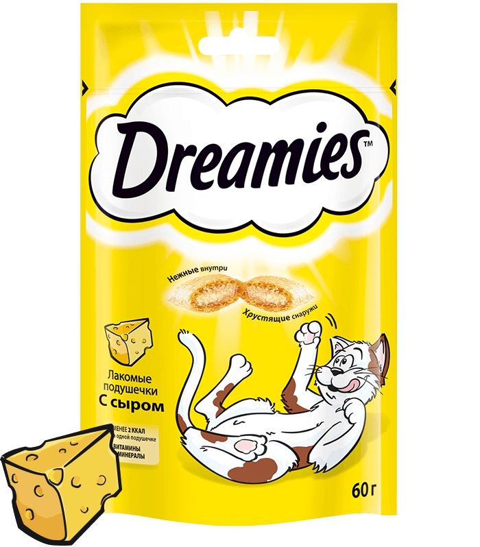 Dreamies Лакомые подушечки с сыром для взрослых кошек 0,060кг