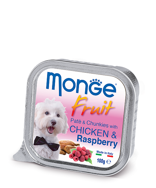 Monge Dog Fruit консервы для собак курица с малиной 0,1 кг