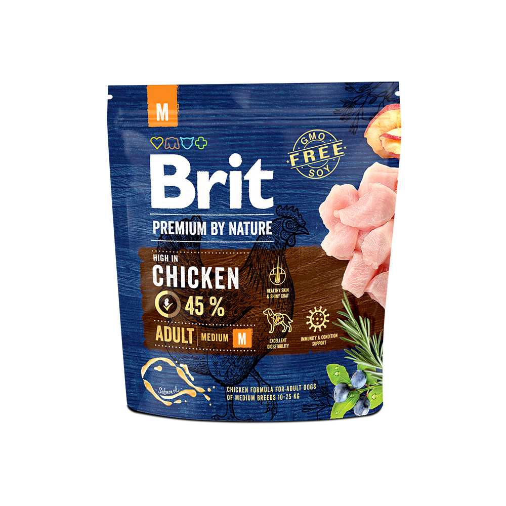 Brit Premium Adult М Сухой корм для средних собак с курицей 1 кг