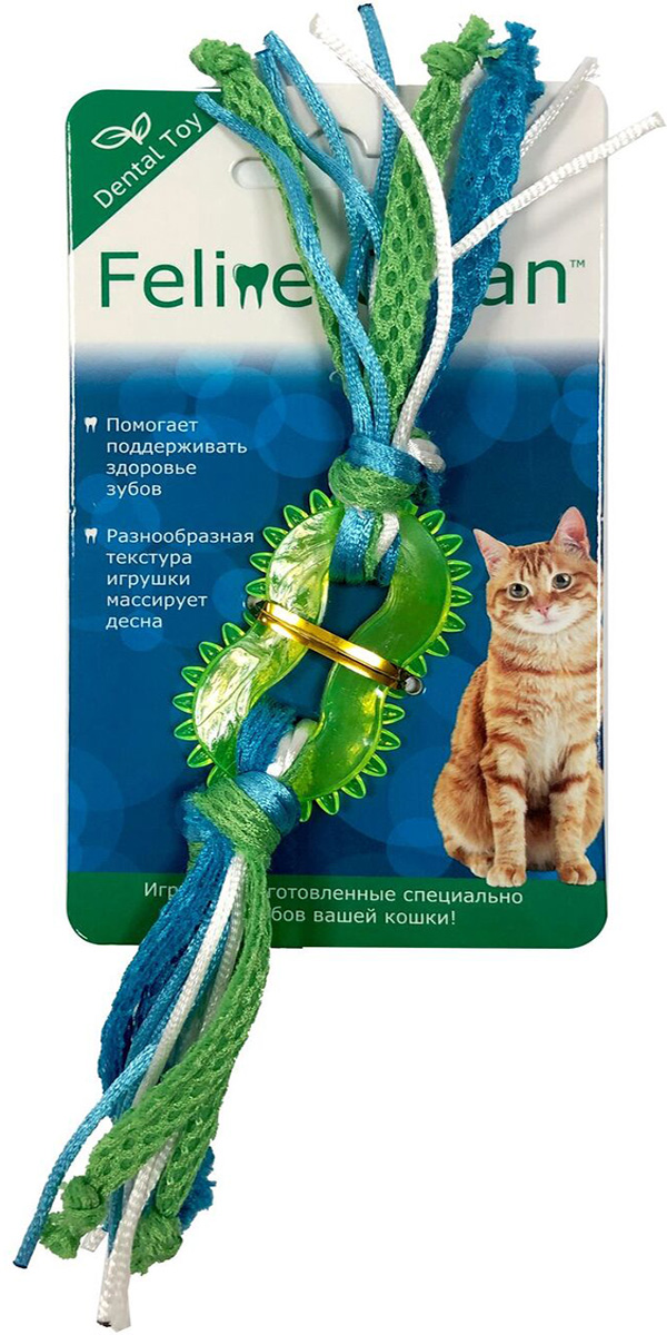 Feline Clean Dental Игрушка для кошек Колечко прорезыватель с лентами